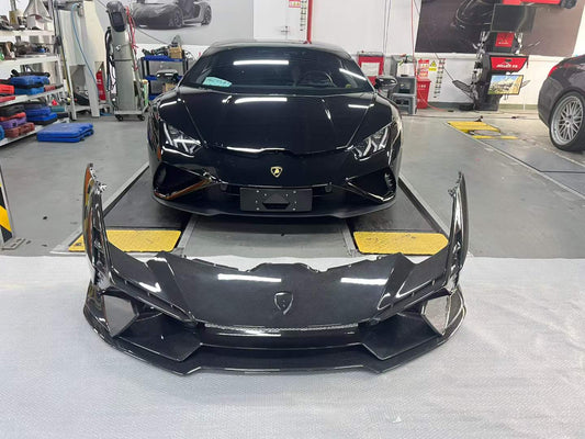 Aero Republic Tecnica Style Front Bumper for Lamborghini Huracan Tecnica Performante Evo LP610 LP580 2015-2024 Dry Pre-preg Carbon Fiber