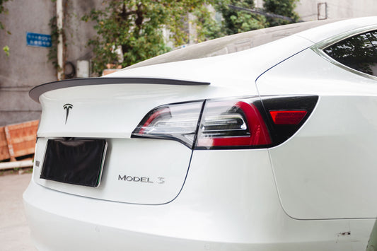 Tesla Model 3 Performance 2017 2018 2019 2020 2021 2022 2023 with Aftermarket Parts - A Style Rear Lip Spoiler Pre-preg Carbon Fiber from Aero Republic