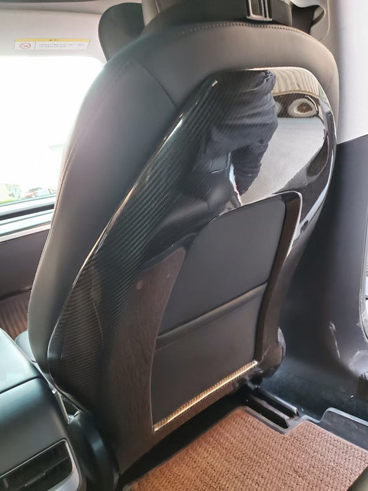 Tesla Model 3 Performance Long Range Standard Base 2017 2018 2019 2020 2021 2022 2023 with Aftermarket Parts - Seatback cover shell overlay Carbon Fiber from Aero Republic