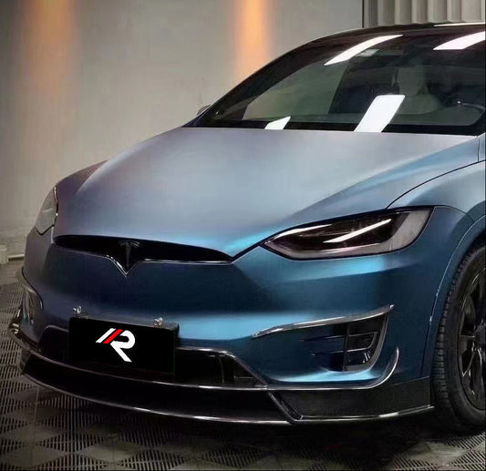 Tesla Model X P100D 100D 90D 75D 60D Performance Long Range Base 2016 2017 2018 2019 2020 2021 with Aftermarket Parts - RZ Style Front Lip Carbon Fiber from Aero Republic