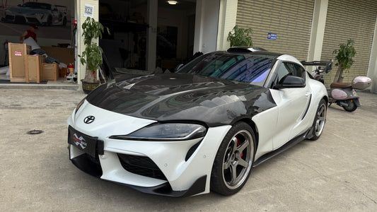 Toyota Supra MK5 A90 A91 2019 2020 2021 2022 2023 2024 2025 2026 with Aftermarket Parts - SEI TV Style Hood Carbon Fiber from Aero Republic