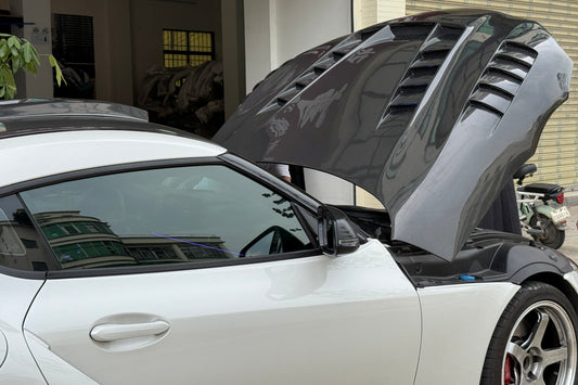 Toyota Supra MK5 A90 A91 2019 2020 2021 2022 2023 2024 2025 2026 with Aftermarket Parts - SEI TV Style Hood Carbon Fiber from Aero Republic