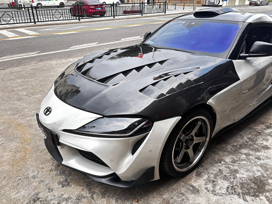 Toyota Supra MK5 A90 A91 2019 2020 2021 2022 2023 2024 2025 2026 with Aftermarket Parts - SEI TV Style Hood Carbon Fiber from Aero Republic