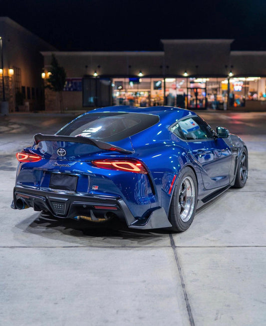 Toyota Supra MK5 A90 A91 3.0 2.0 2020 2021 2022 2023 2024 with Aftermarket Parts - V Style Rear Lip Spoiler Pre-preg Carbon Fiber from Aero Republic