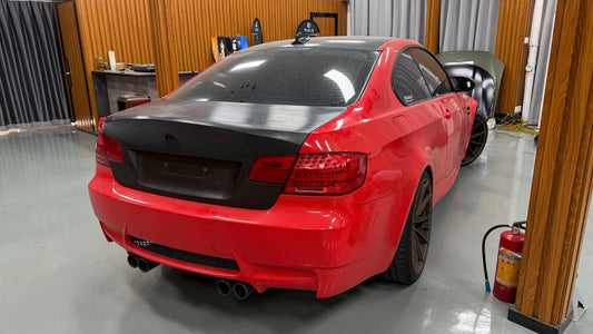 BMW M3 E92 2007 2008 2009 2010 2011 2012 2013 with Aftermarket Parts - Vor Style Ducktail Trunk Dry Pre-preg Carbon Fiber from Aero Republic