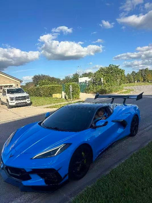 Chevrolet C8 Corvette Base 2020-ON & C8 Corvette Z06 2023-ON & C8 Corvette E-Ray 2024-ON with Aftermarket Parts - ZR1 V2 Style Rear Wing Only Carbon Fiber from Aero Republic