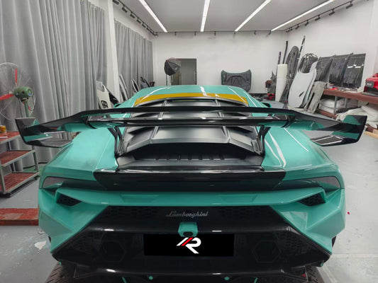 Lamborghini Huracan Tecnica Performante Evo LP610 LP580 2015 2016 2017 2018 2019 2020 2021 2022 2023 2024 with Aftermarket Parts - Vor V2 Style Rear Wing Dry Pre-preg Carbon Fiber from Aero Republic