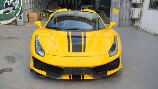 Ferrari 488 GTB & Spider with Aftermarket Parts - 1:1 Pista Style Front Bumper Pre-preg Carbon Fiber / FRP from Aero Republic
