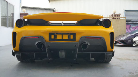 Ferrari 488 GTB & Spider 2016 2017 2018 2019 2020 with Aftermarket Parts - 1:1 Pista Style Rear Bumper Carbon Fiber / FRP from Aero Republic