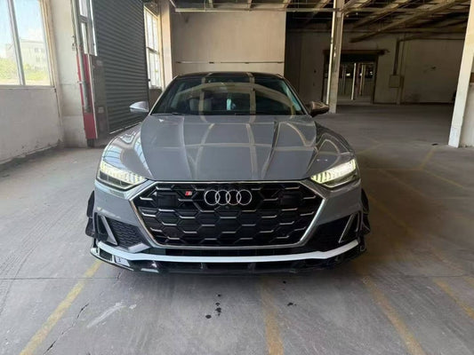 Audi S7 A7 (with S-bumper) C8 2019-ON with Aftermarket Parts - ART V2 Style Front Lip Dry Pre-preg Carbon Fiber from ArmorExtend