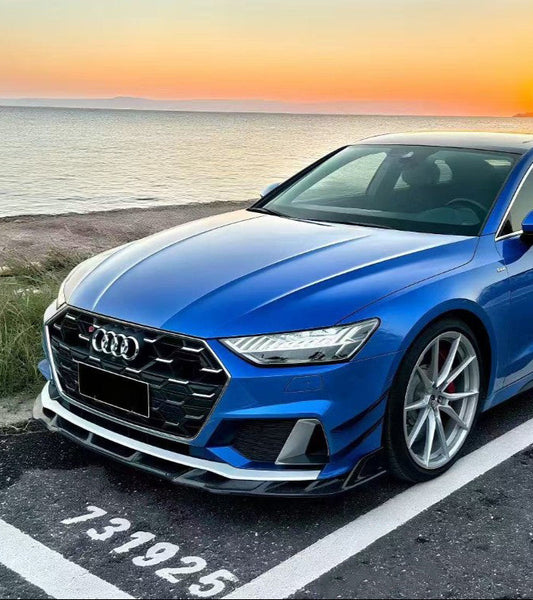 Audi S7 A7 (with S-bumper) C8 2019-ON with Aftermarket Parts - ART V2 Style Front Lip Dry Pre-preg Carbon Fiber from ArmorExtend