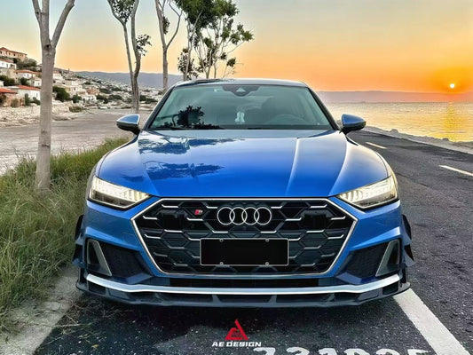Audi S7 A7 (with S-bumper) C8 2019-ON with Aftermarket Parts - ART V2 Style Front Lip Dry Pre-preg Carbon Fiber from ArmorExtend
