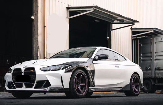 BMW M4 / M4C / M4CS G82 G83 2021-ON with Aftermarket Parts - ART Widebody Front Fenders Dry Pre-preg Carbon Fiber from ArmorExtend