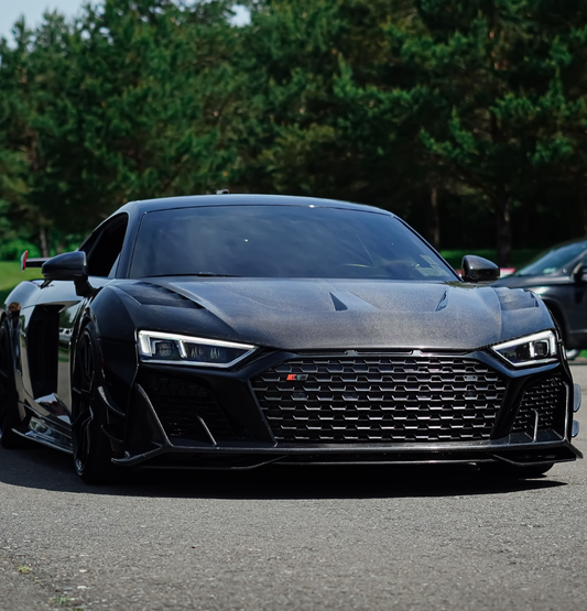 Audi R8 Gen 2 2017 2018 2019 2020 2021 2022 2023 with Aftermarket Parts - AE Style Hood Bonnet Double-sided Carbon Fiber / Partial Carbon Fiber from ArmorExtend