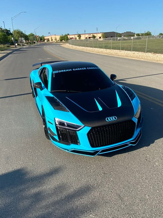 Audi R8 Gen 2 2017 2018 2019 2020 2021 2022 2023 with Aftermarket Parts - AE Style Hood Bonnet Double-sided Carbon Fiber / Partial Carbon Fiber from ArmorExtend