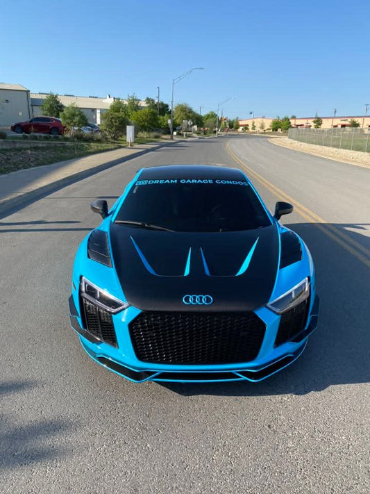 Audi R8 Gen 2 2017 2018 2019 2020 2021 2022 2023 with Aftermarket Parts - AE Style Hood Bonnet Double-sided Carbon Fiber / Partial Carbon Fiber from ArmorExtend