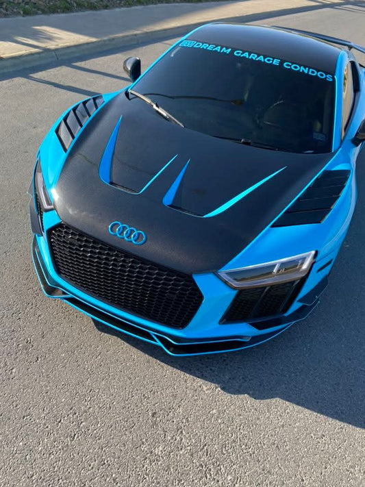 Audi R8 Gen 2 2017 2018 2019 2020 2021 2022 2023 with Aftermarket Parts - AE Style Hood Bonnet Double-sided Carbon Fiber / Partial Carbon Fiber from ArmorExtend