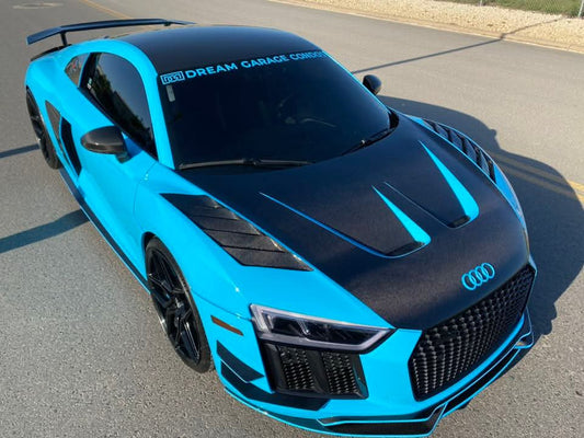 Audi R8 Gen 2 2017 2018 2019 2020 2021 2022 2023 with Aftermarket Parts - AE Style Hood Bonnet Double-sided Carbon Fiber / Partial Carbon Fiber from ArmorExtend