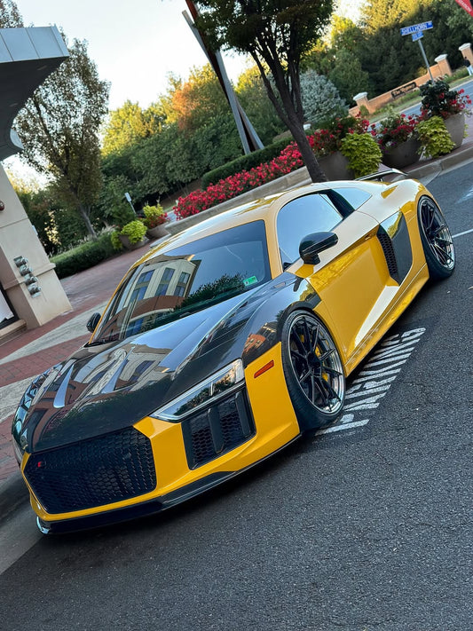 Audi R8 Gen 2 2017 2018 2019 2020 2021 2022 2023 with Aftermarket Parts - AE Style Hood Bonnet Double-sided Carbon Fiber / Partial Carbon Fiber from ArmorExtend