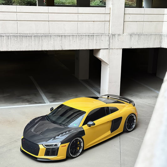 Audi R8 Gen 2 2017 2018 2019 2020 2021 2022 2023 with Aftermarket Parts - AE Style Hood Bonnet Double-sided Carbon Fiber / Partial Carbon Fiber from ArmorExtend