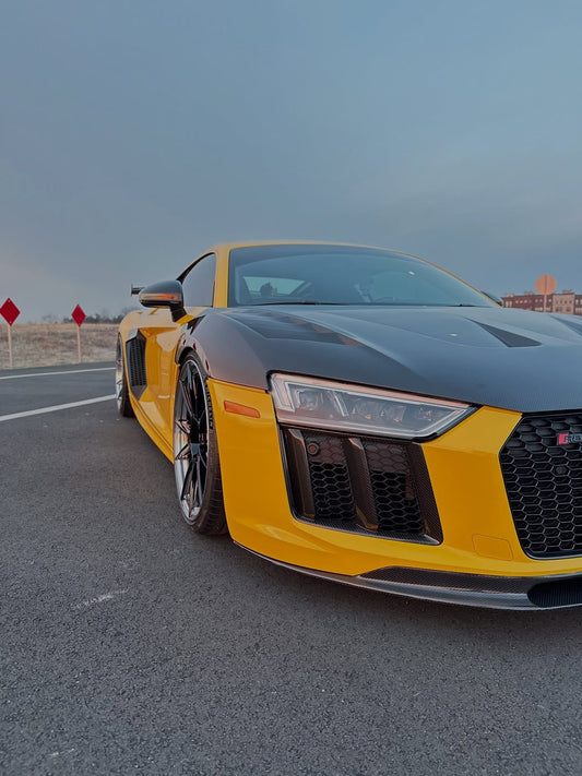 Audi R8 Gen 2 2017 2018 2019 2020 2021 2022 2023 with Aftermarket Parts - AE Style Hood Bonnet Double-sided Carbon Fiber / Partial Carbon Fiber from ArmorExtend