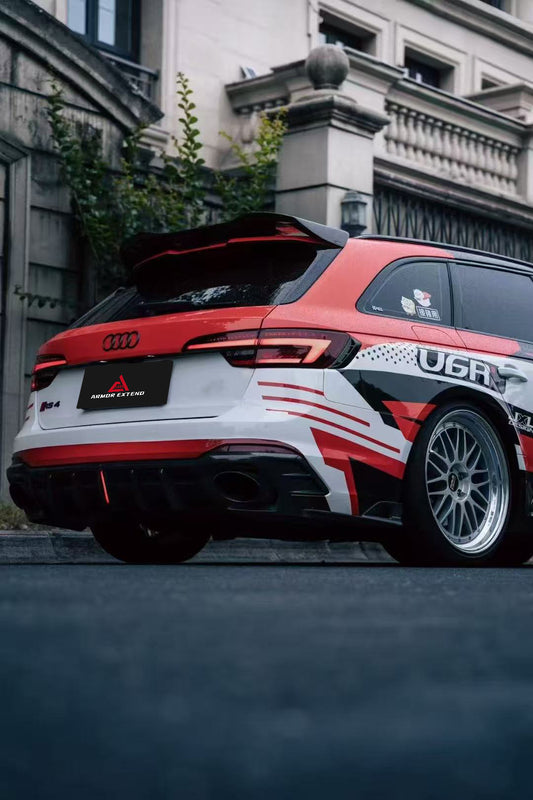 Audi RS4 B9 / B9.5 2018 2019 2020 2021 2022 2023 2024 with Aftermarket Parts - AE Rear Diffuser & Canards Carbon Fiber from ArmorExtend