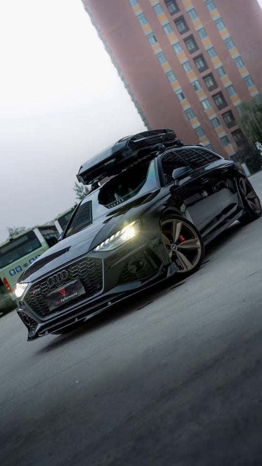 Audi RS4 B9 B9.5 2018 2019 2020 2021 2022 2023 2024 With Aftermarket Parts - AE Front Lip Carbon Fiber from ArmorExtend