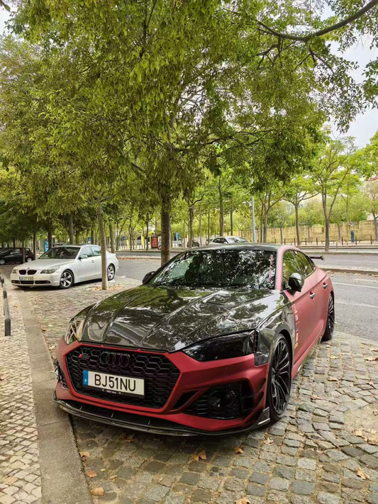 Audi RS5 B9.5 2020 2021 2022 2023 2024 2025 with Aftermarket Parts - AE Style Front Canards Carbon Fiber from ArmorExtend