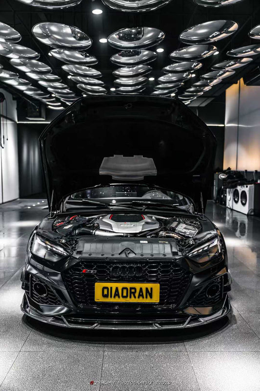 Audi RS5 B9.5 2020 2021 2022 2023 2024 2025 with Aftermarket Parts - AE V2 Style Front Lip Dry Pre-preg Carbon Fiber from ArmorExtend