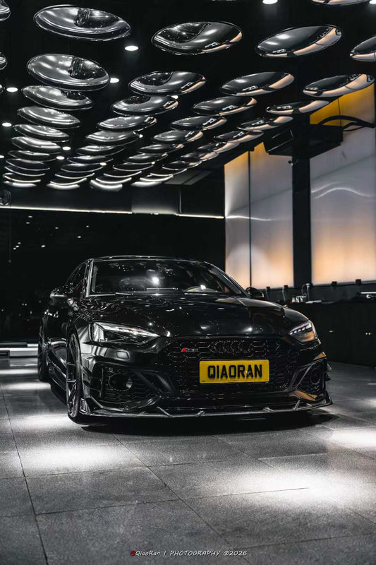 Audi RS5 B9.5 2020 2021 2022 2023 2024 2025 with Aftermarket Parts - AE V2 Style Front Canards Dry Pre-preg Carbon Fiber from ArmorExtend