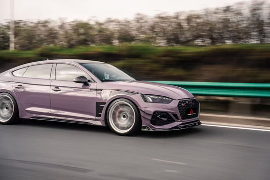 Audi RS5 B9.5 2020 2021 2022 2023 2024 2025 with Aftermarket Parts - AE V2 Style Front Lip Dry Pre-preg Carbon Fiber from ArmorExtend