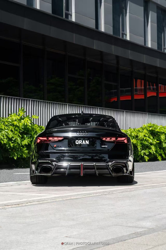 Audi RS5 B9.5 2020 2021 2022 2023 2024 2025 with Aftermarket Parts - AE V2 Style Rear Diffuser & Canards Dry Pre-preg Carbon Fiber from ArmorExtend