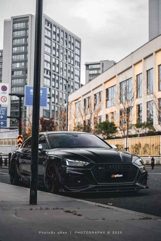 Audi RS5 B9.5 2020 2021 2022 2023 2024 2025 with Aftermarket Parts - AE Style Front Canards Carbon Fiber from ArmorExtend