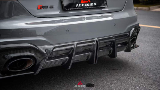 Audi RS5 B9.5 2020 2021 2022 2023 2024 2025 with Aftermarket Parts - AE V2 Style Rear Diffuser & Canards Dry Pre-preg Carbon Fiber from ArmorExtend