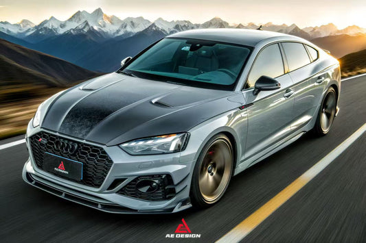 Audi RS5 B9.5 2020 2021 2022 2023 2024& 2025with Aftermarket Parts - AE Style Front Lip Carbon Fiber from ArmorExtend