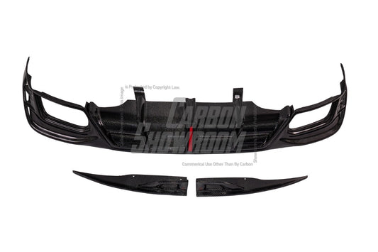 Audi S4 / A4 (With S-line Bumper) B9.5 2020 2021 2022 2023 2024 with Aftermarket Parts - AE / Plustic Style Rear Diffuser & Canards Carbon Fiber / ABS