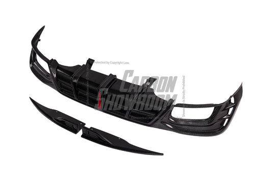 Audi S4 / A4 (With S-line Bumper) B9.5 2020 2021 2022 2023 2024 with Aftermarket Parts - AE / Plustic Style Rear Diffuser & Canards Carbon Fiber / ABS