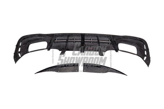 Audi S4 / A4 (With S-line Bumper) B9.5 2020 2021 2022 2023 2024 with Aftermarket Parts - AE / Plustic Style Rear Diffuser & Canards Carbon Fiber / ABS