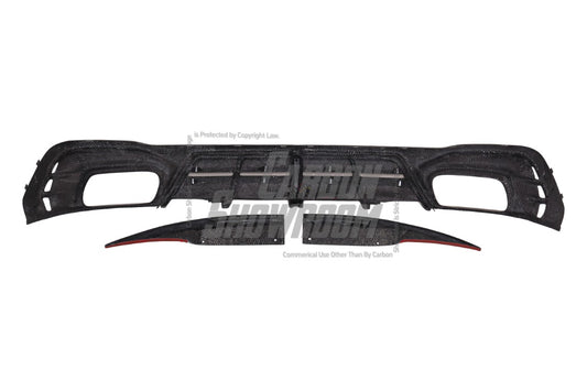 Audi S4 / A4 (With S-line Bumper) B9.5 2020 2021 2022 2023 2024 with Aftermarket Parts - AE / Plustic Style Rear Diffuser & Canards Carbon Fiber / ABS