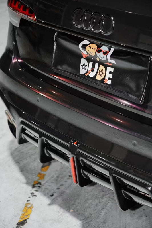 Audi S4 / A4 (With S-line Bumper) B9.5 2020 2021 2022 2023 2024 with Aftermarket Parts - AE / Plustic Style Rear Diffuser & Canards Carbon Fiber / ABS