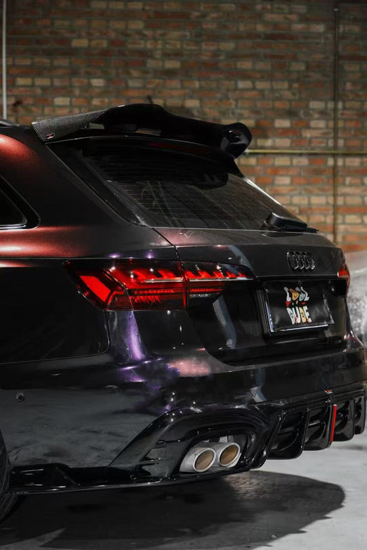 Audi S4 / A4 (With S-line Bumper) B9.5 2020 2021 2022 2023 2024 with Aftermarket Parts - AE / Plustic Style Rear Diffuser & Canards Carbon Fiber / ABS