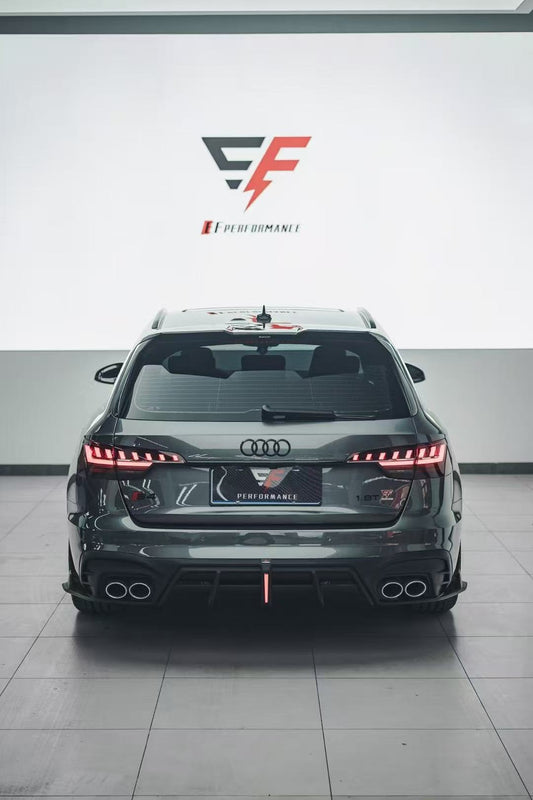 Audi S4 / A4 (With S-line Bumper) B9.5 2020 2021 2022 2023 2024 with Aftermarket Parts - AE / Plustic Style Rear Diffuser & Canards Carbon Fiber / ABS