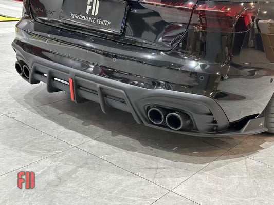 Audi S4 / A4 (With S-line Bumper) B9.5 2020 2021 2022 2023 2024 with Aftermarket Parts - AE / Plustic Style Rear Diffuser & Canards Carbon Fiber / ABS