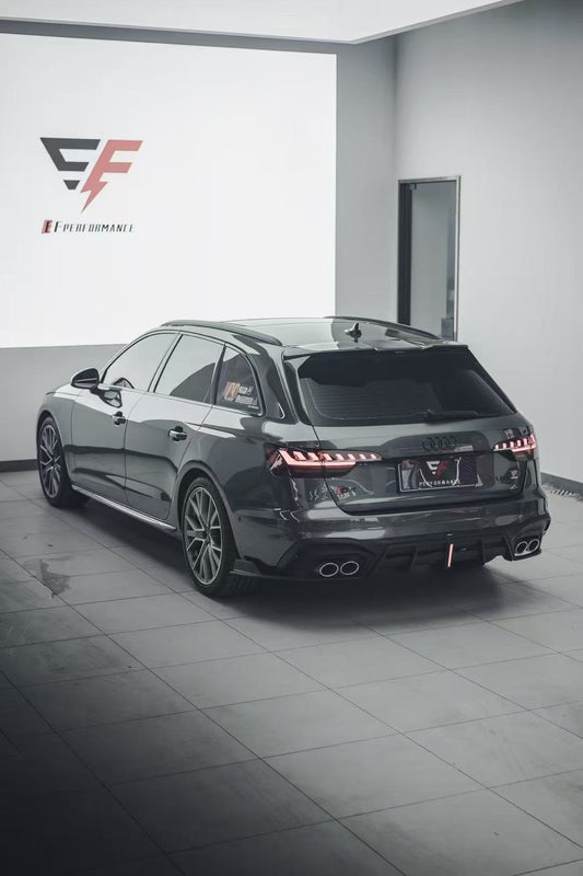 Audi S4 / A4 (With S-line Bumper) B9.5 2020 2021 2022 2023 2024 with Aftermarket Parts - AE / Plustic Style Rear Diffuser & Canards Carbon Fiber / ABS