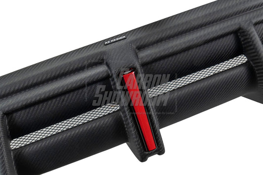 Audi S4 / A4 (With S-line Bumper) B9.5 2020 2021 2022 2023 2024 with Aftermarket Parts - AE / Plustic Style Rear Diffuser & Canards Carbon Fiber / ABS