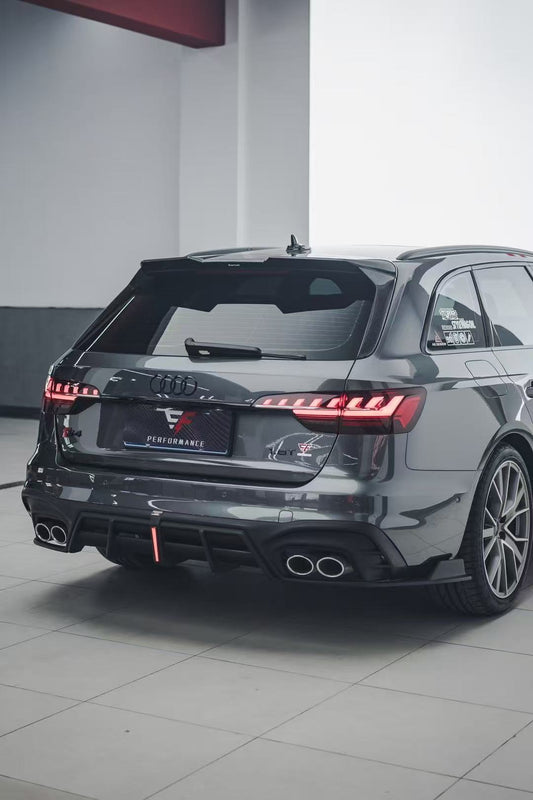 Audi S4 / A4 (With S-line Bumper) B9.5 2020 2021 2022 2023 2024 with Aftermarket Parts - AE / Plustic Style Rear Diffuser & Canards Carbon Fiber / ABS