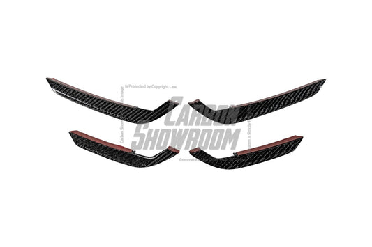 Audi S4 / A4 (With S-line Bumper) B9.5 2020 2021 2022 2023 2024 with Aftermarket Parts - AE Style Front Canards Carbon Fiber from ArmorExtend