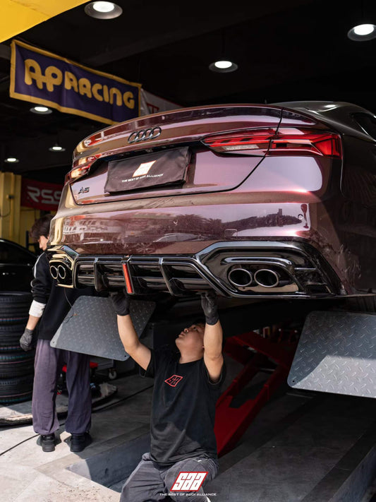 Audi S5 A5 (with s-line bumper, does not base model) B9.5 2020-ON with Aftermarket Parts - AE Style Rear Diffuser & Canards ABS from ArmorExtend