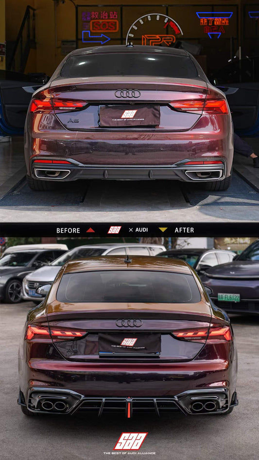 Audi S5 A5 (with s-line bumper, does not base model) B9.5 2020-ON with Aftermarket Parts - AE Style Rear Diffuser & Canards ABS from ArmorExtend