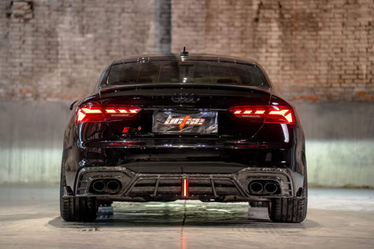 Audi S5 A5 (with s-line bumper, does not base model) B9.5 2020 2021 2022 2023 2024 with Aftermarket Parts - AE Rear Diffuser & Canards Carbon Fiber from ArmorExtend